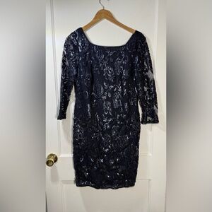 Adrianna PapellElegant Navy Blue Sequin Dress